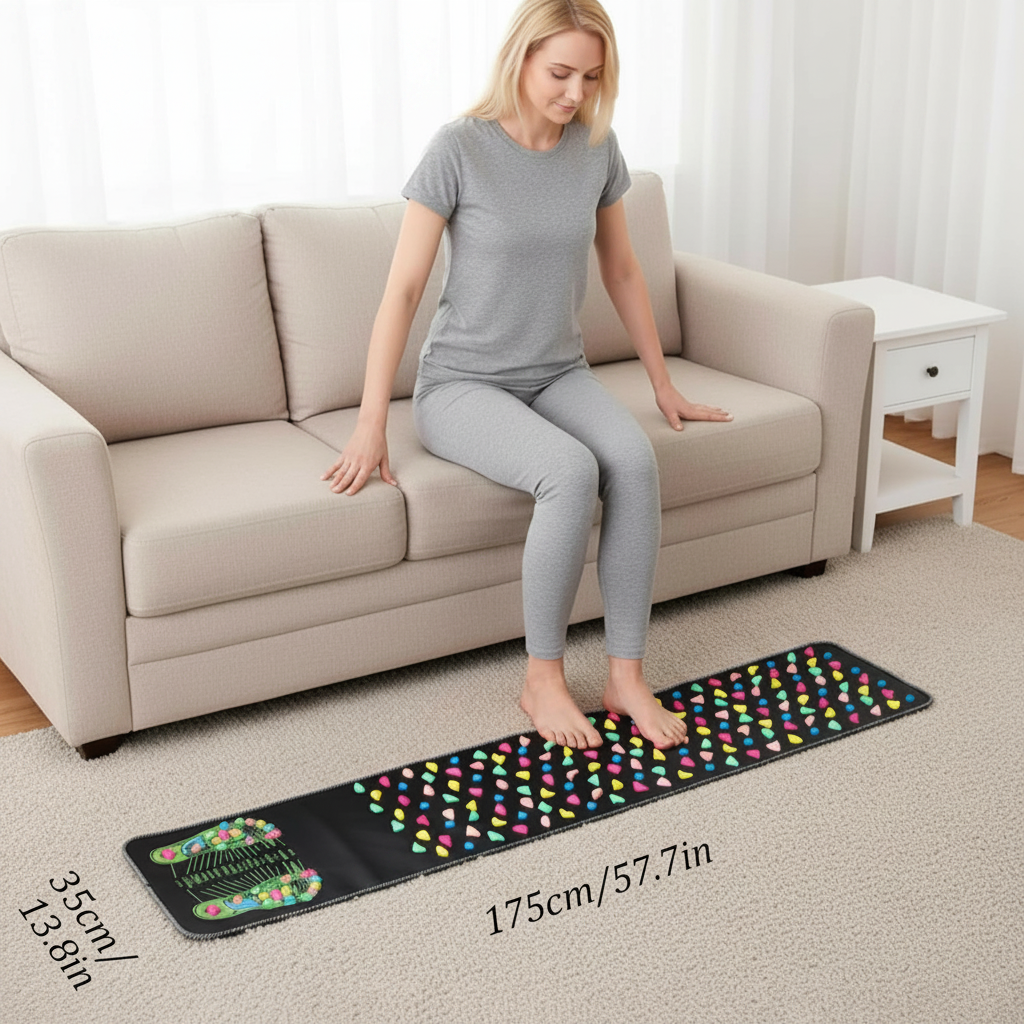 Kifmurase Foot Massage Mat, Acupressure Mats, Reflexology Walk Stone Road for Long Sitting Elderly Students Workers, Foot Massage Acupoint Mat for for Pain and Stress Relief (68.9 x 13.78 Inches)