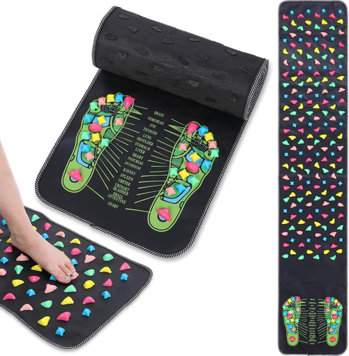 Kifmurase Foot Massage Mat, Acupressure Mats, Reflexology Walk Stone Road for Long Sitting Elderly Students Workers, Foot Massage Acupoint Mat for for Pain and Stress Relief (68.9 x 13.78 Inches)